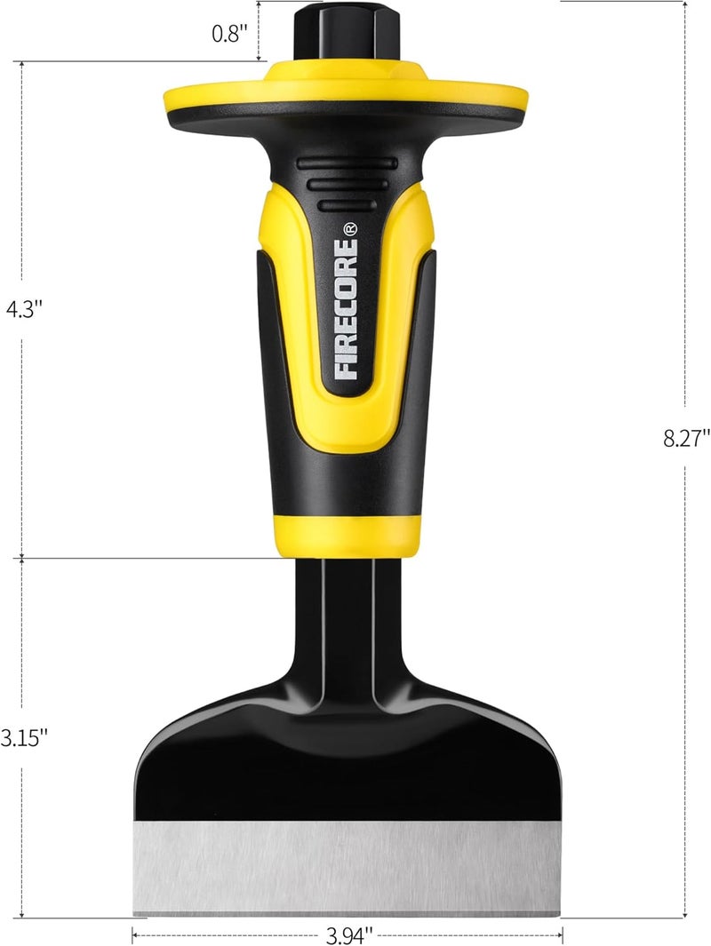 Firecore Rock Chisel, 4 Inch by 8 Inch Masonry Chisel with Hand Guard, Heavy Duty Flat Cold Chisel for Concrete Stone Brick Rock Tile Mortar Breaking Demolishing Carving Splitting Cutting Mason Tools - Image 4